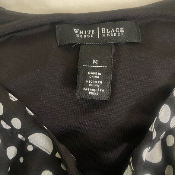 White House Black Market Womens Ruffle Polka Dots Chiffon Tank Size Medium - Picture 5 of 8